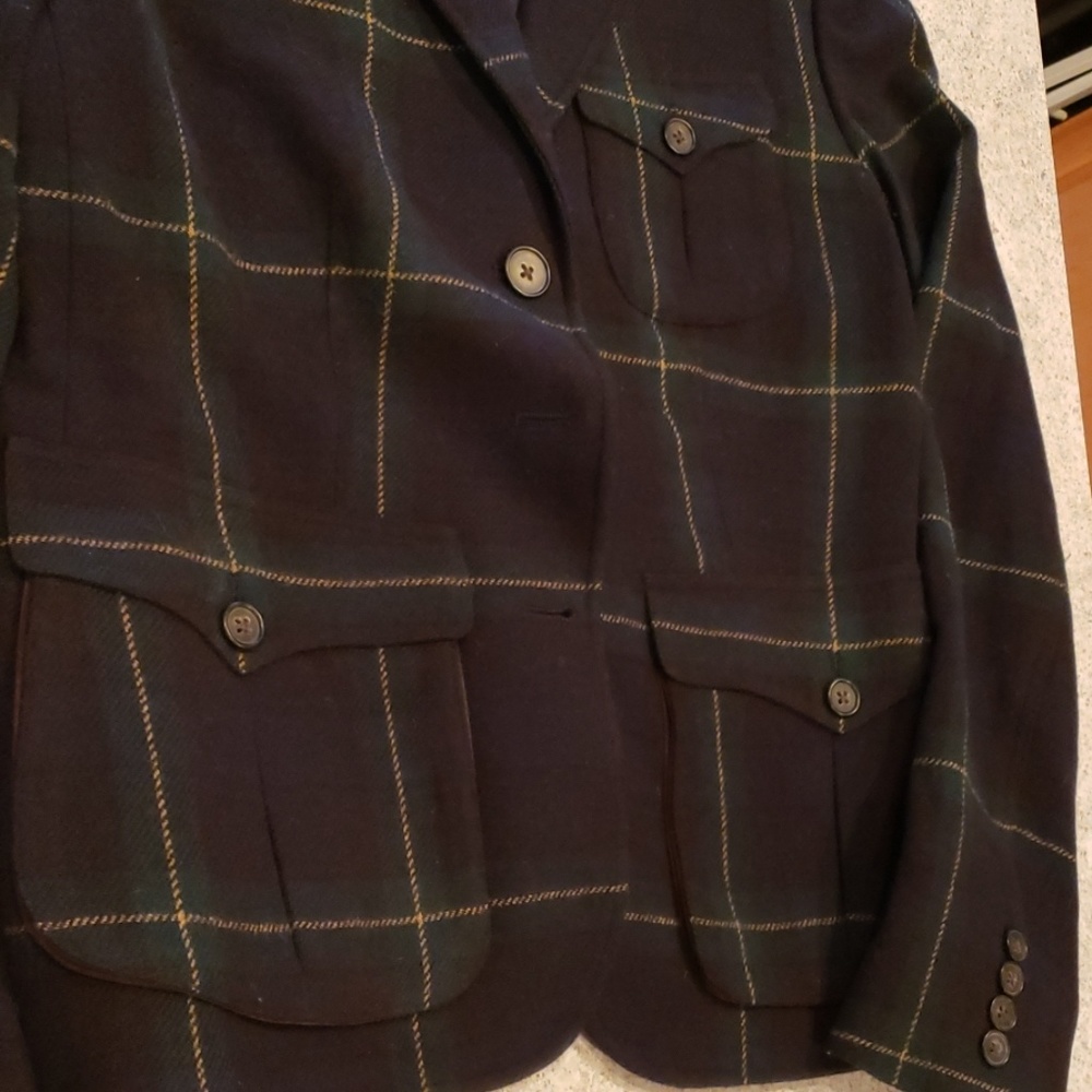 RALPH LAUREN made in Italy plaid wool n real suede EUC blazer - Picture 5 of 11